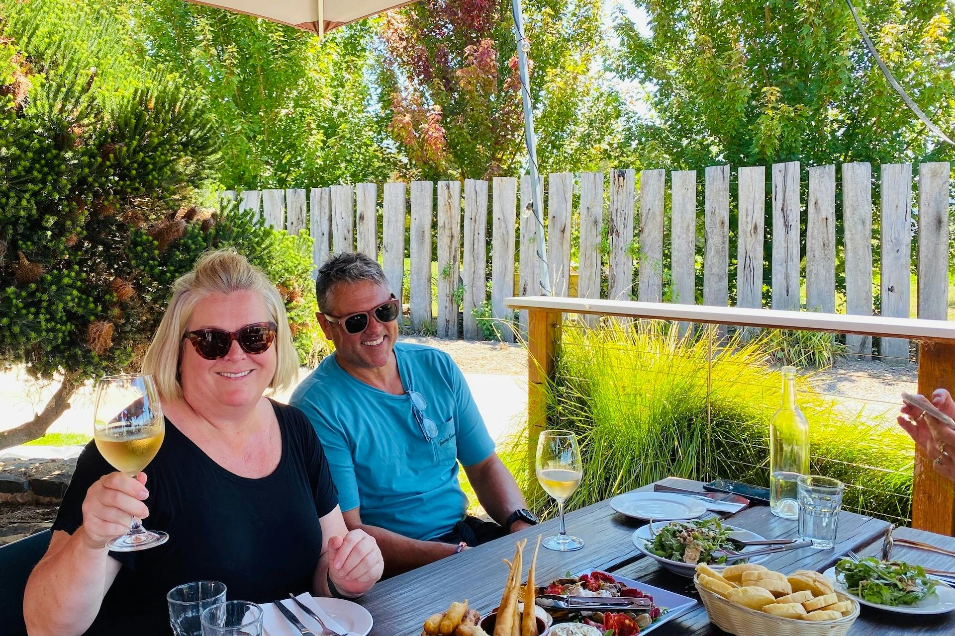 enjoying lunch at a local yarra valley cool climate winery