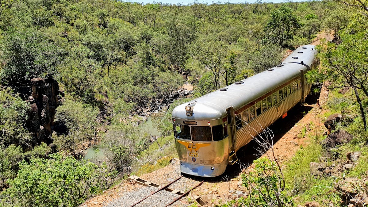 The Savannahlander railmotor units on the rail