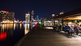 Enjoying riverfront food and drinks