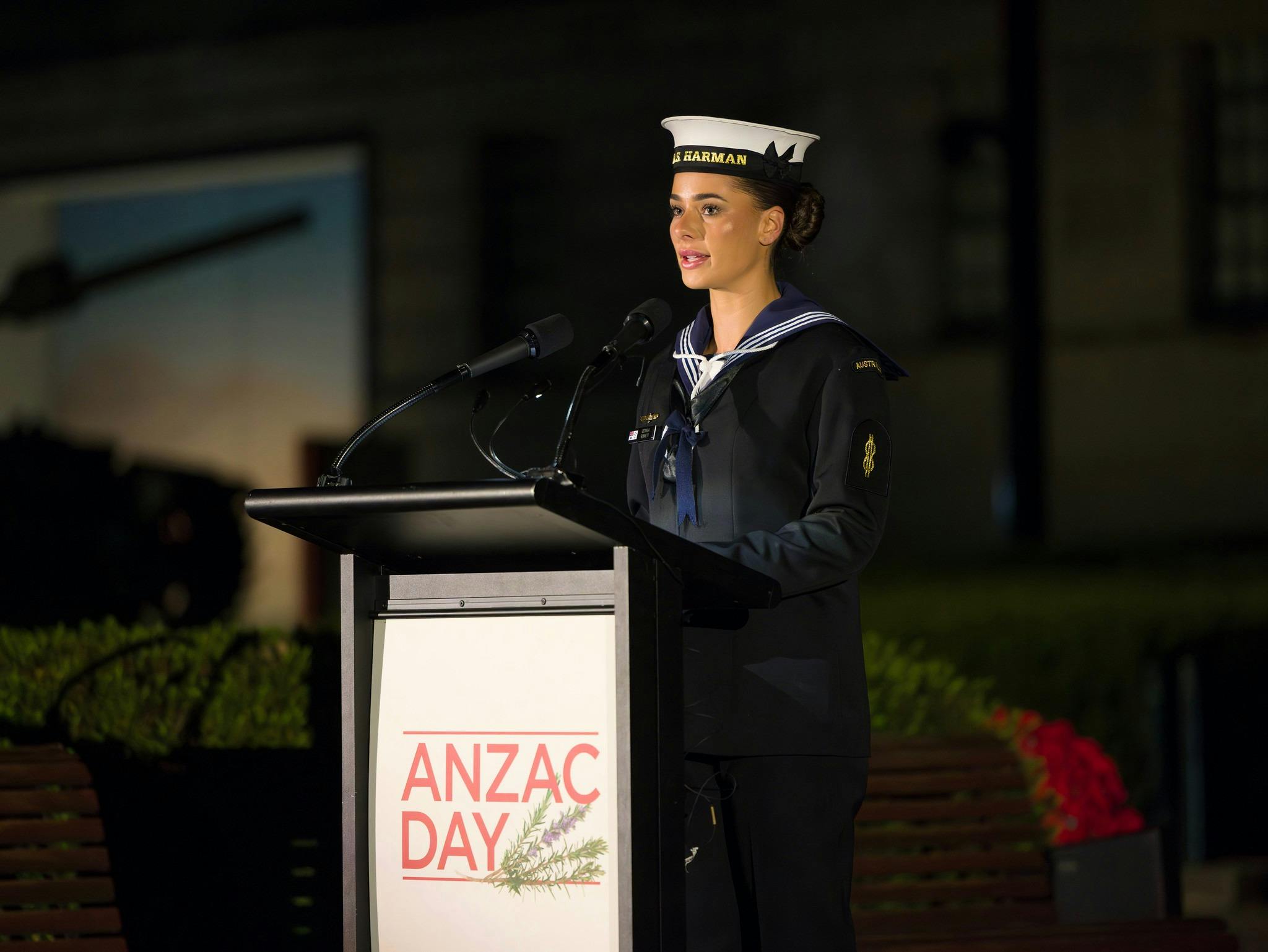 Navy personnel at the Australian War Memorial Anzac Day Dawn Service