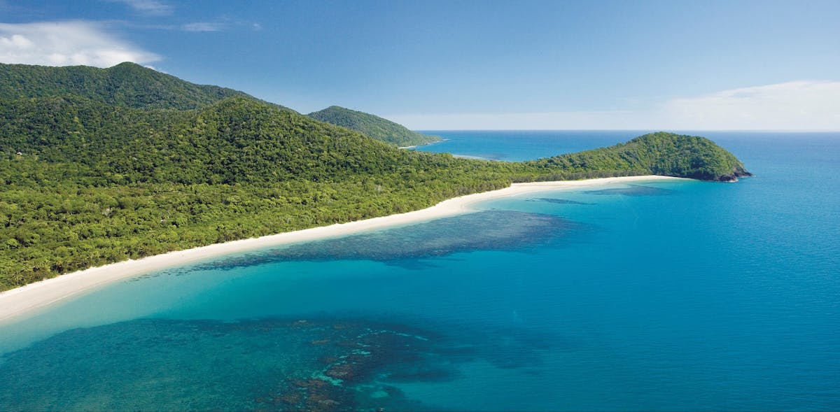 rainforested mountains meet the sea at Cape Tribulation.