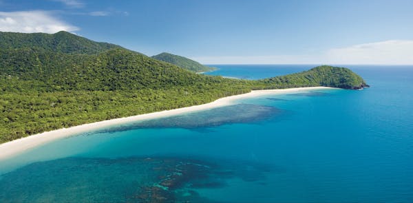 rainforested mountains meet the sea at Cape Tribulation.