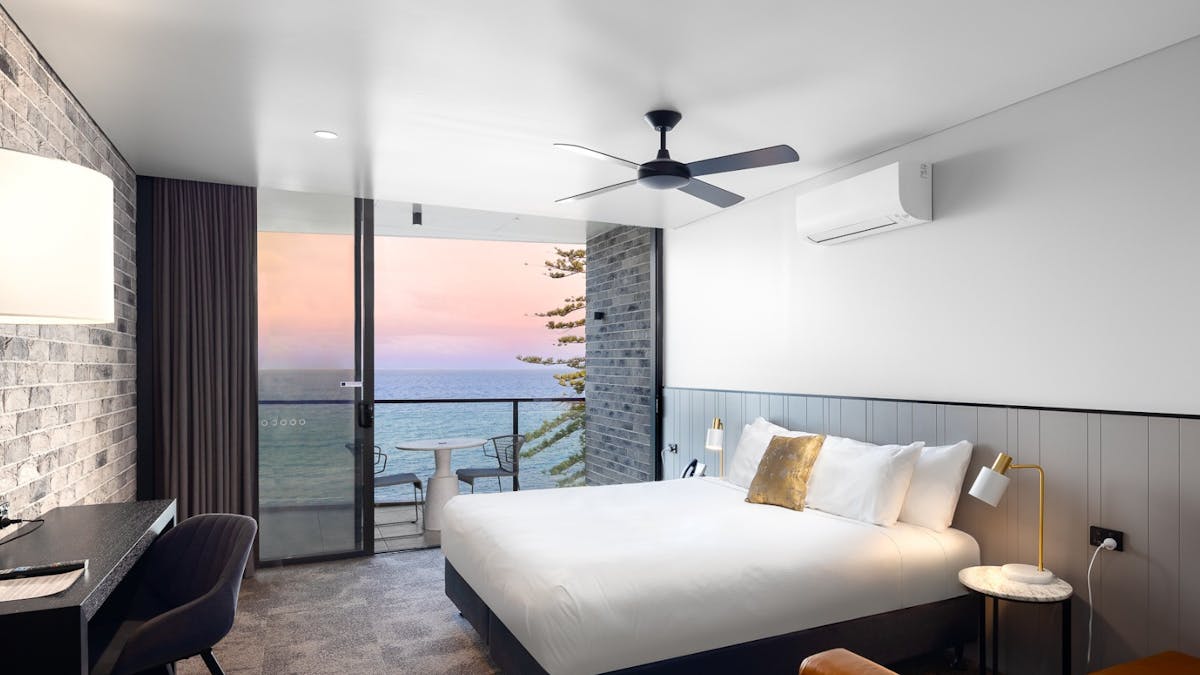 King bed with ocean views