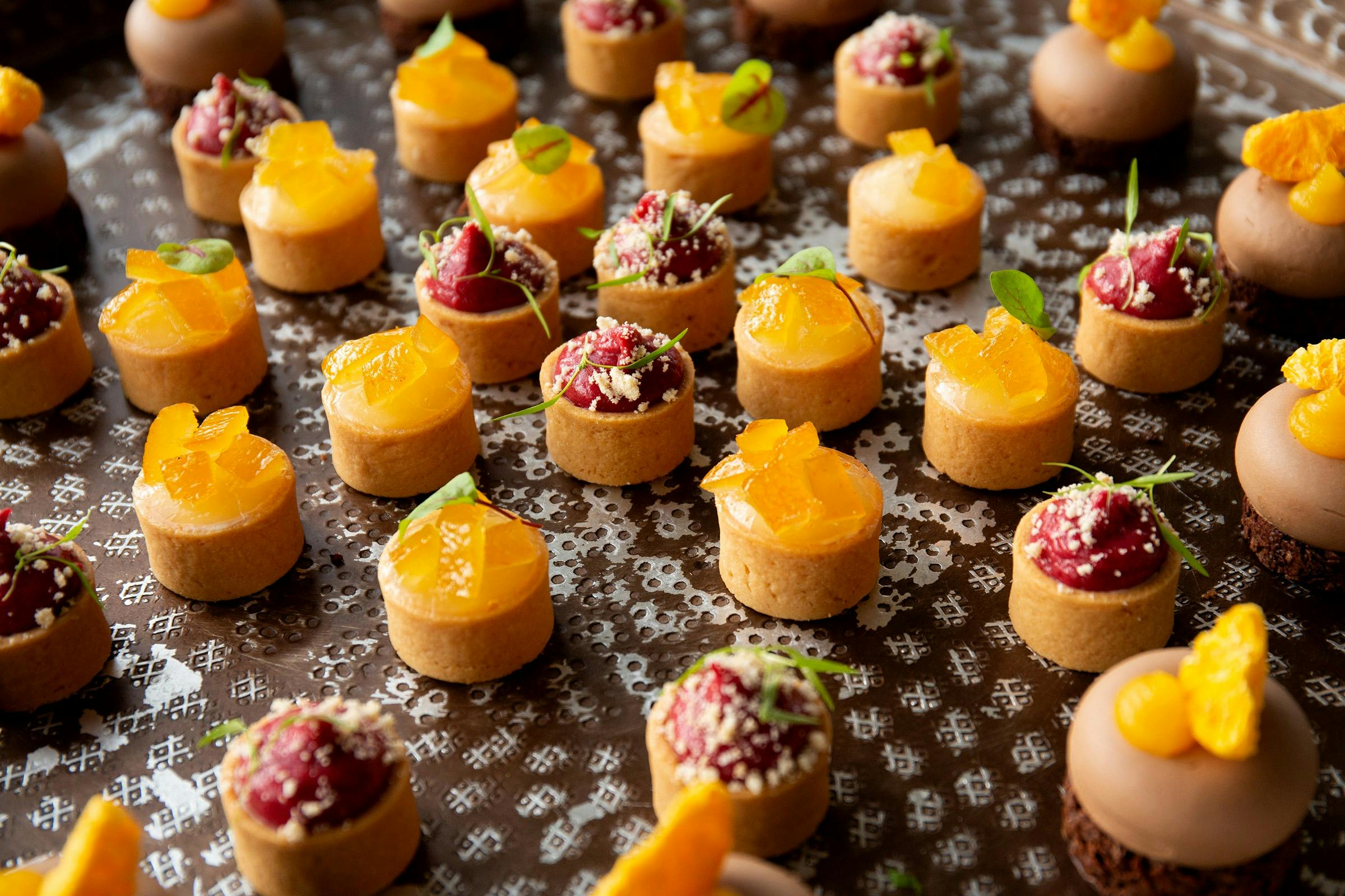Petit Four Desserts - Lemon Citron and Raspberry Tart