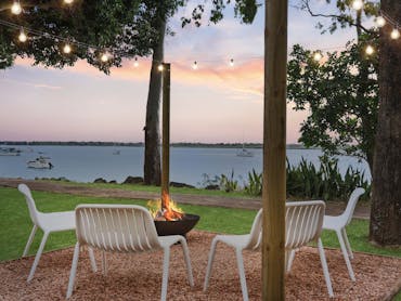 Firepit with river views Firepit with river views