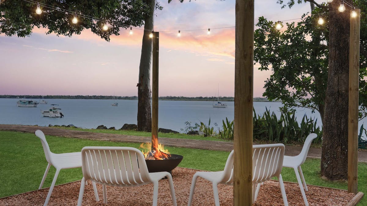 Firepit with river views