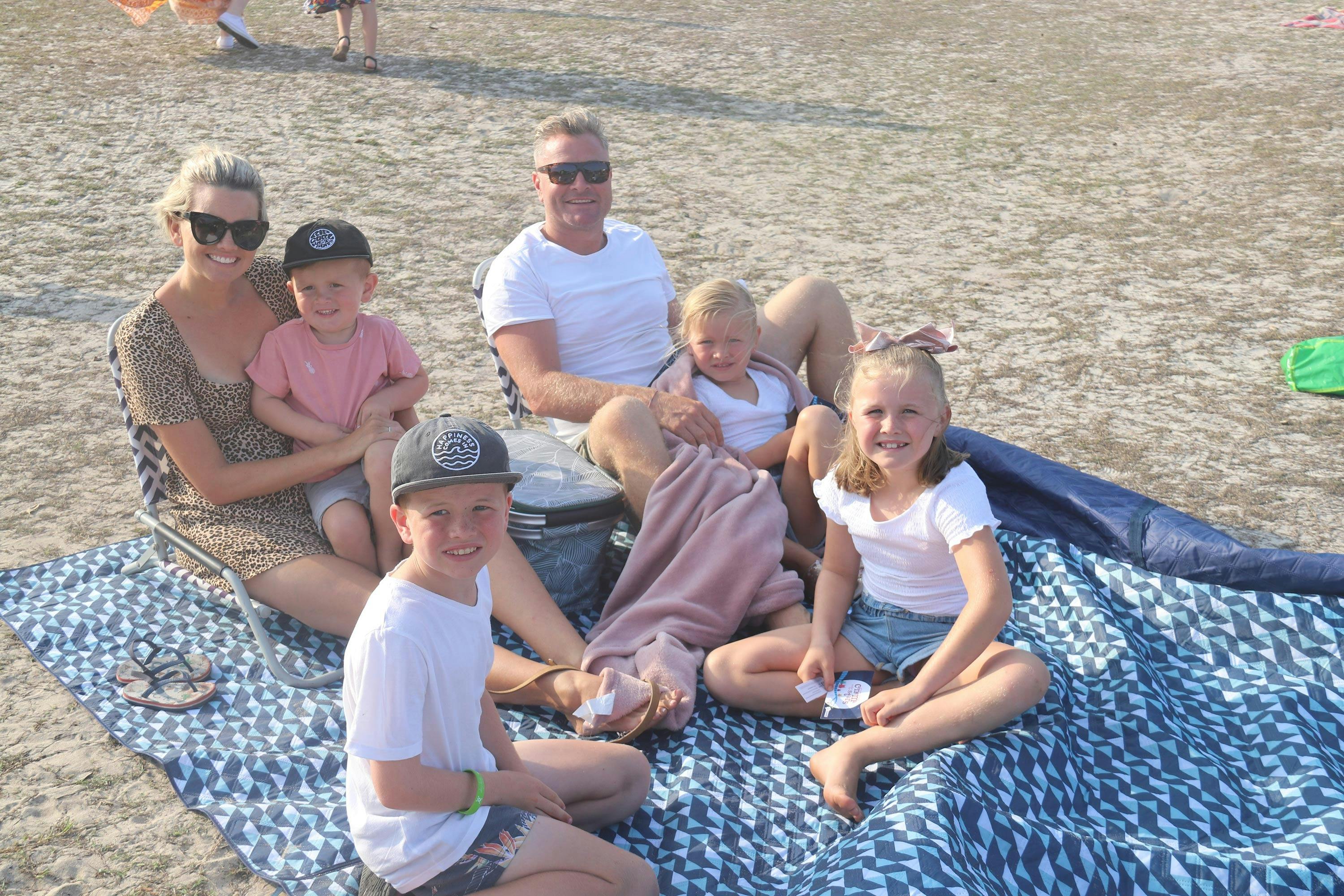Family at outdoor cinema