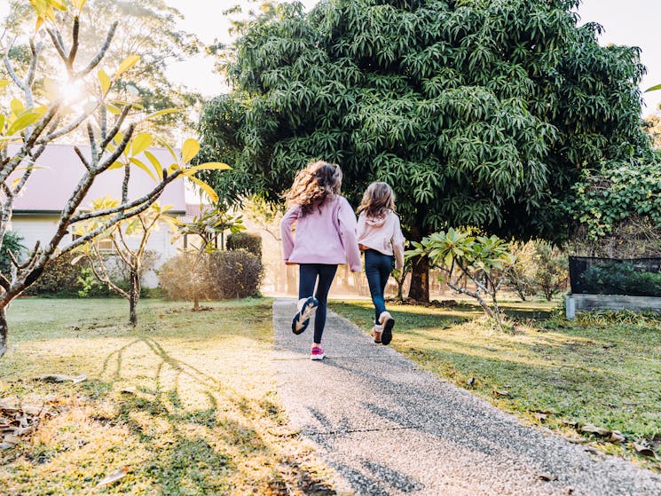 Children running on path