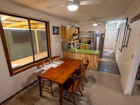A 6 seater dining table is provided
