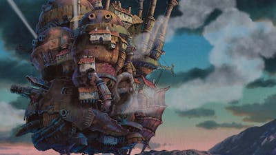 Animation of a flying dishevelled house