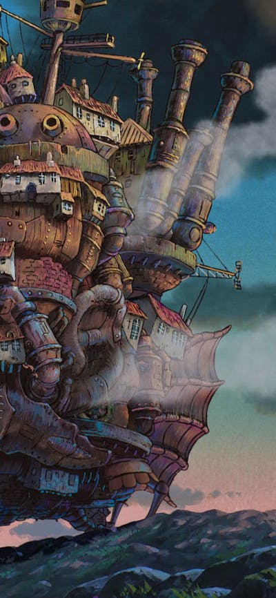 Animation of a flying dishevelled house