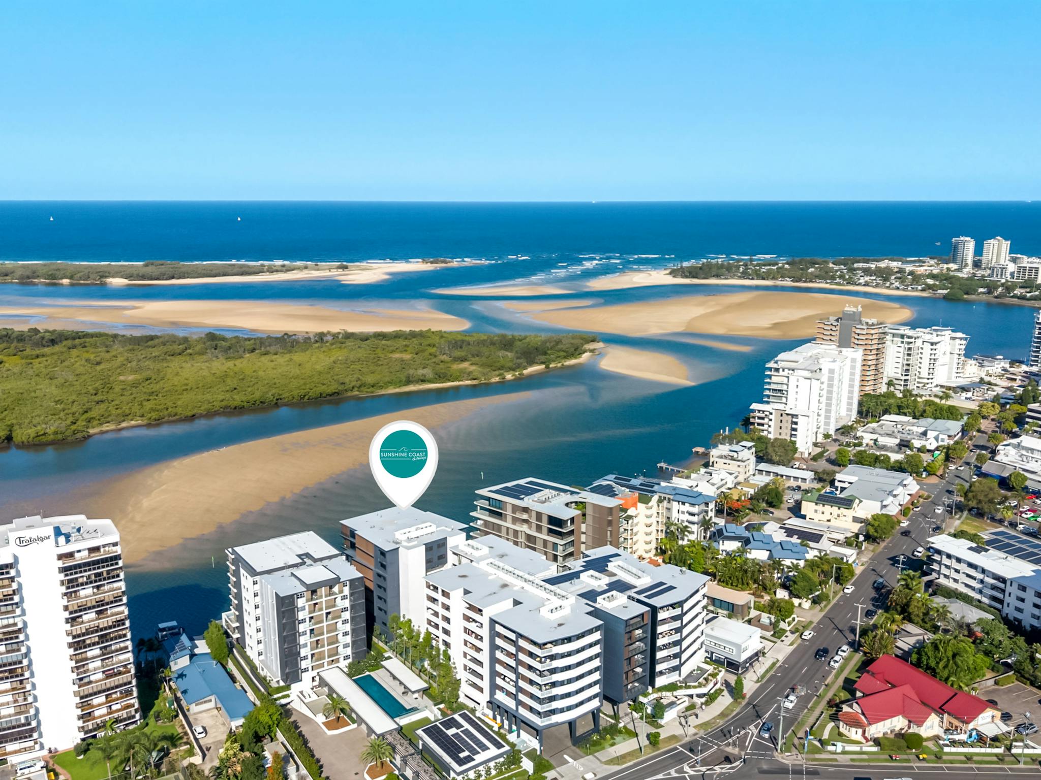 Aerial image of Avalon Resort on the Maroochy River Aerial image of Avalon Resort on the Maroochy River