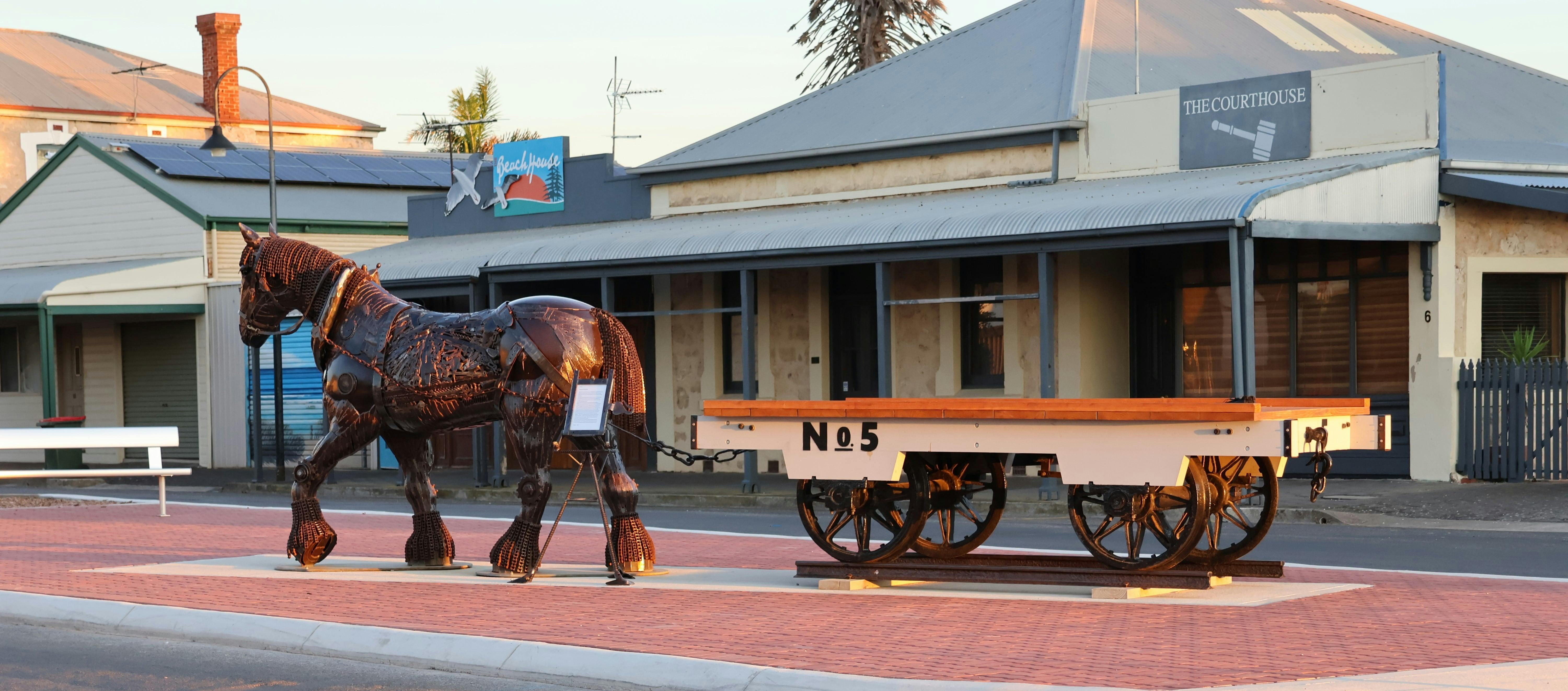 For decades Clydesdale horses carried freight to ships waiting at the jetty