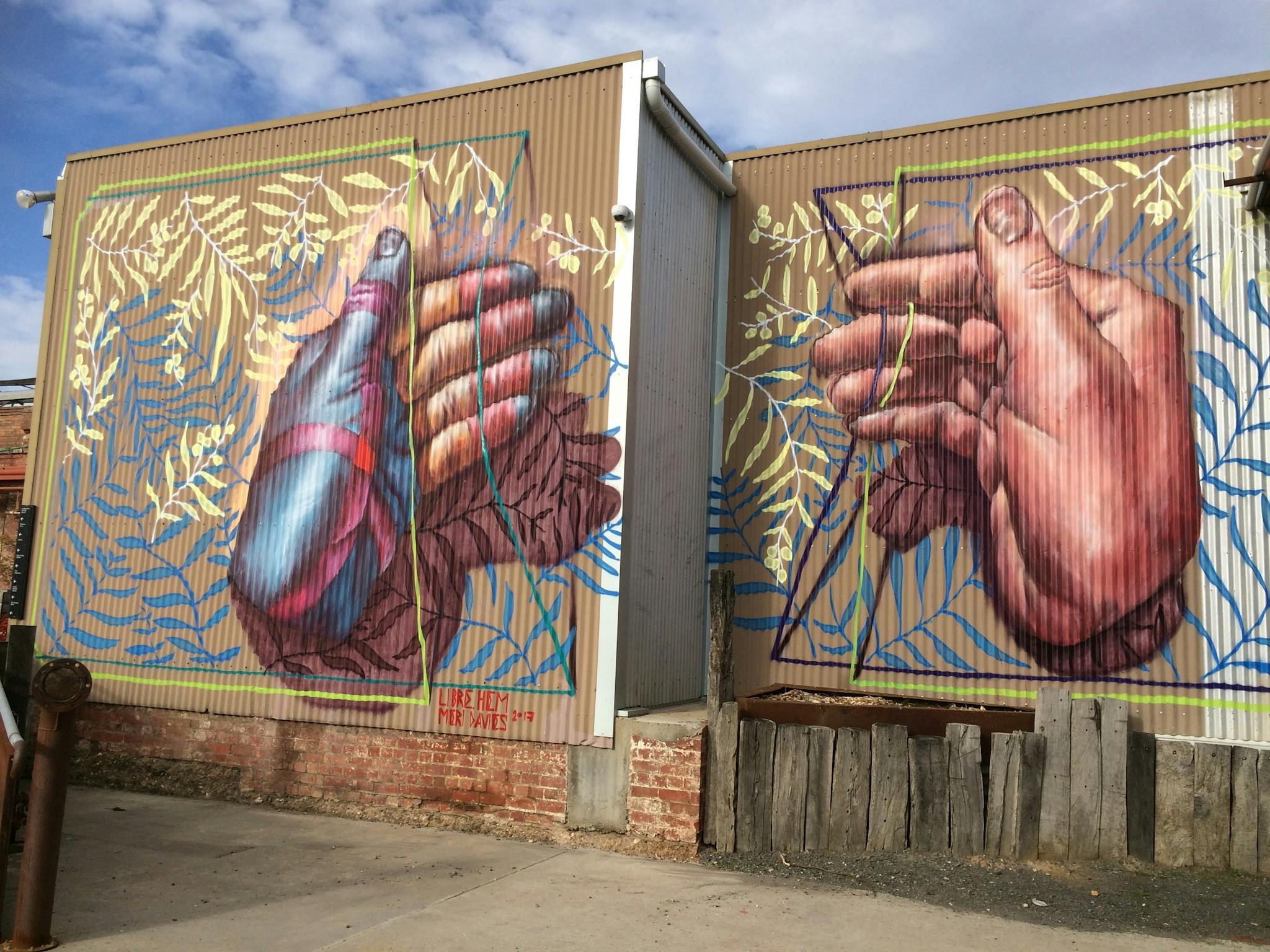 Libre Hem Meri Davies mural at the Mill Castlemaine