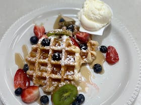 Waffle with garnishes
