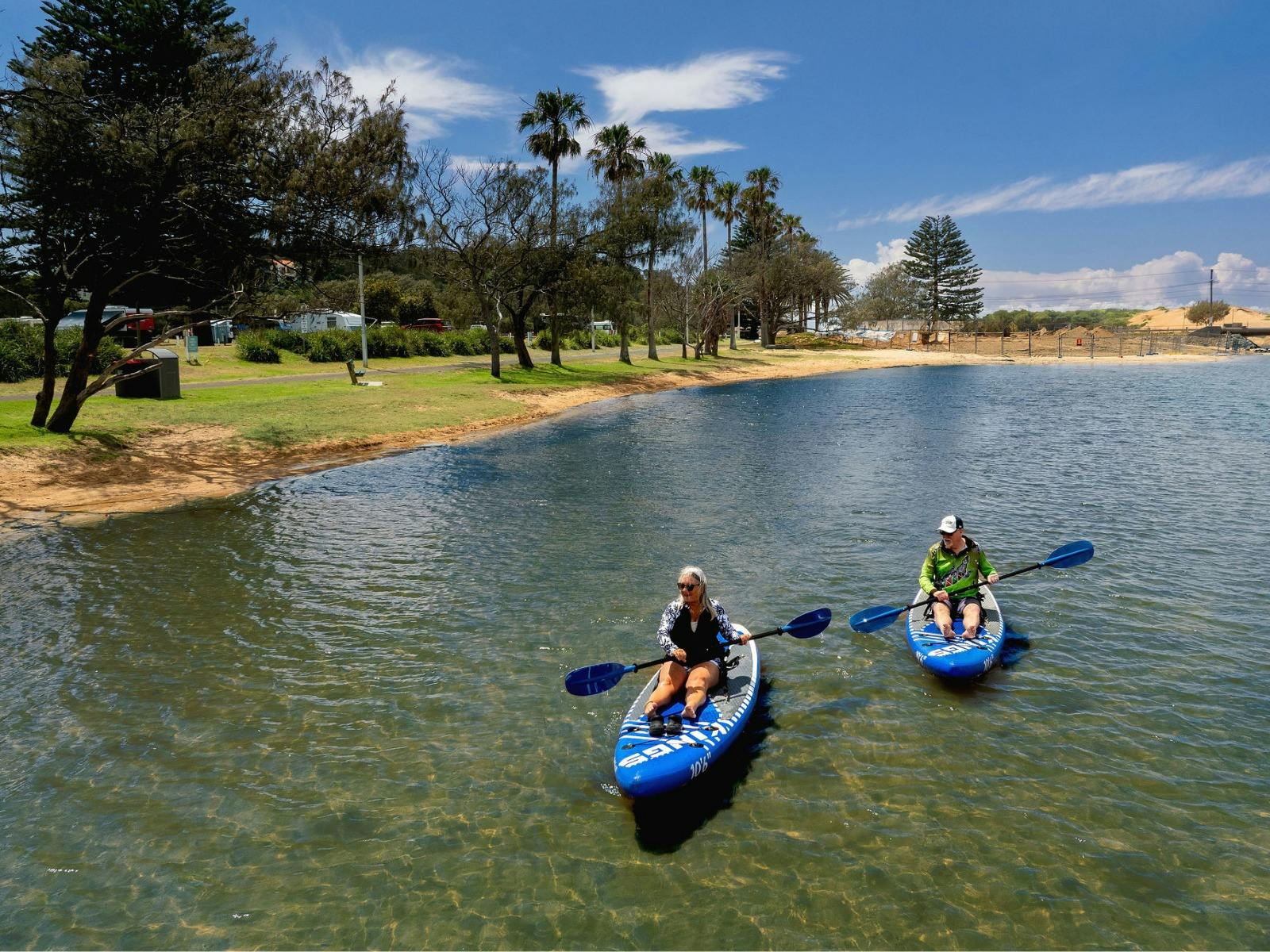 Couple kayaking on the lagoon