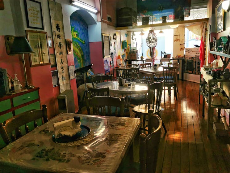 Warm and cosy dining room of Seahorse Medicine Cafe