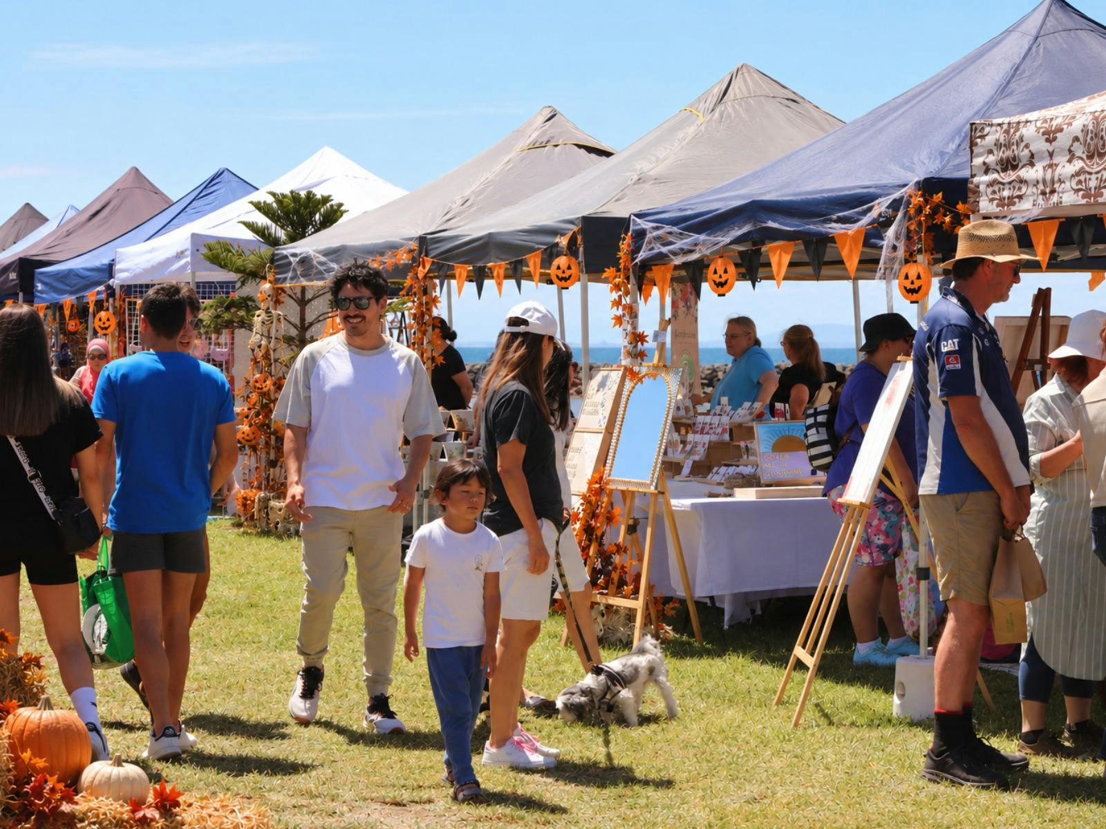 Families enjoying Halloween fun at the Wyndham Harbour Markets,