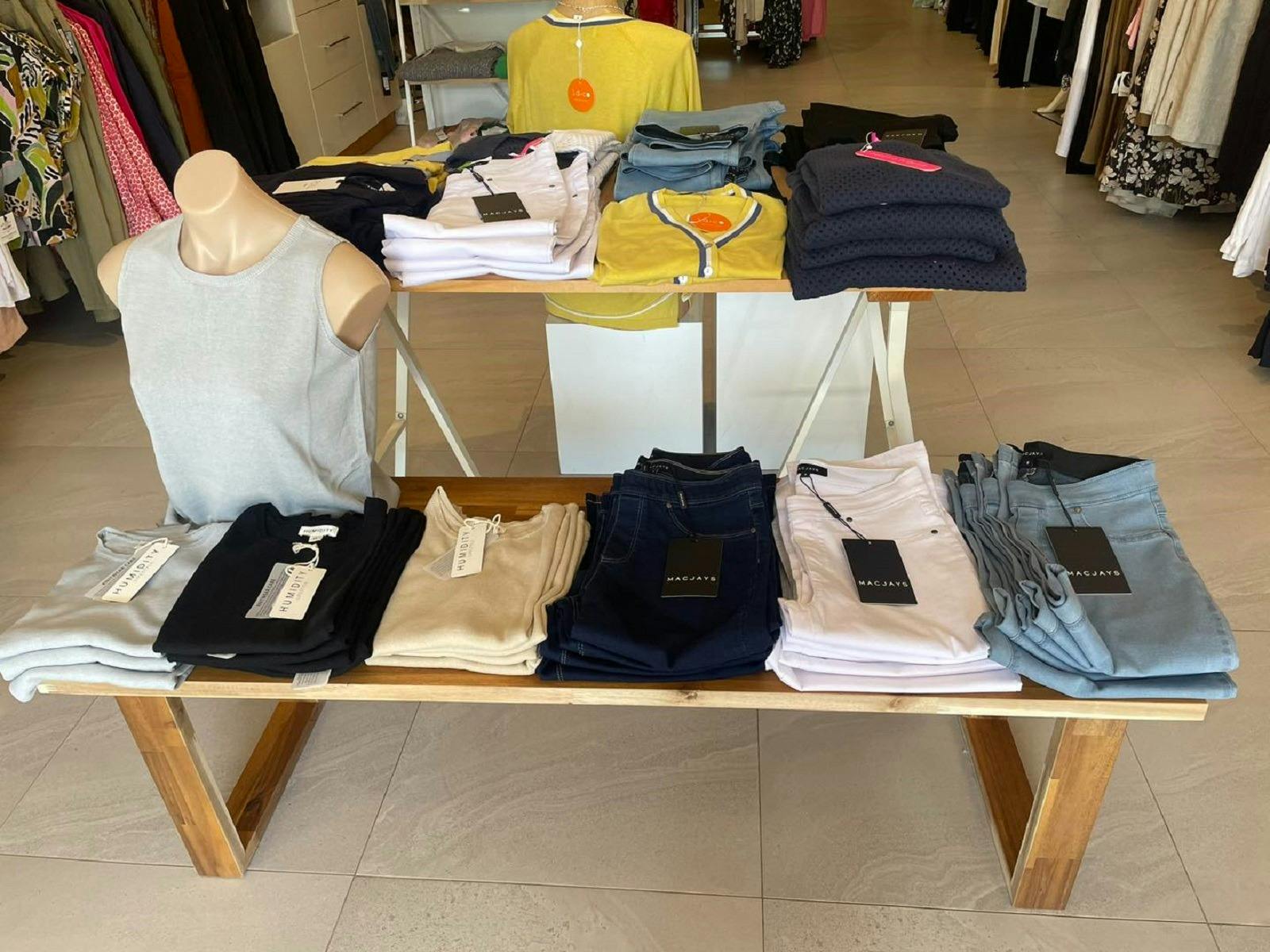 Clothing display upon entry of store