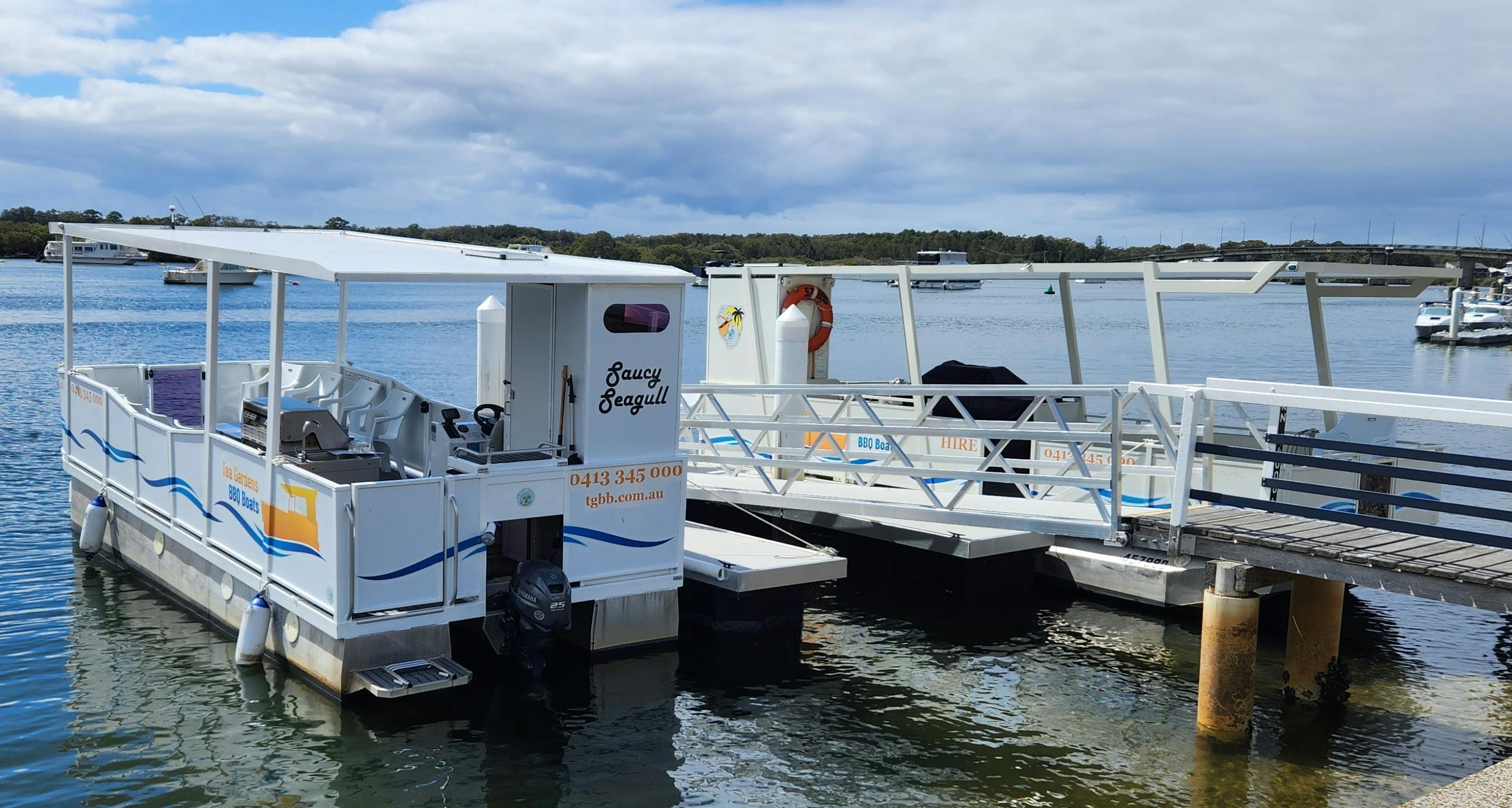 Our BBQ boats the Saucy Seagull and Pickled Pelican are ready at our jetty