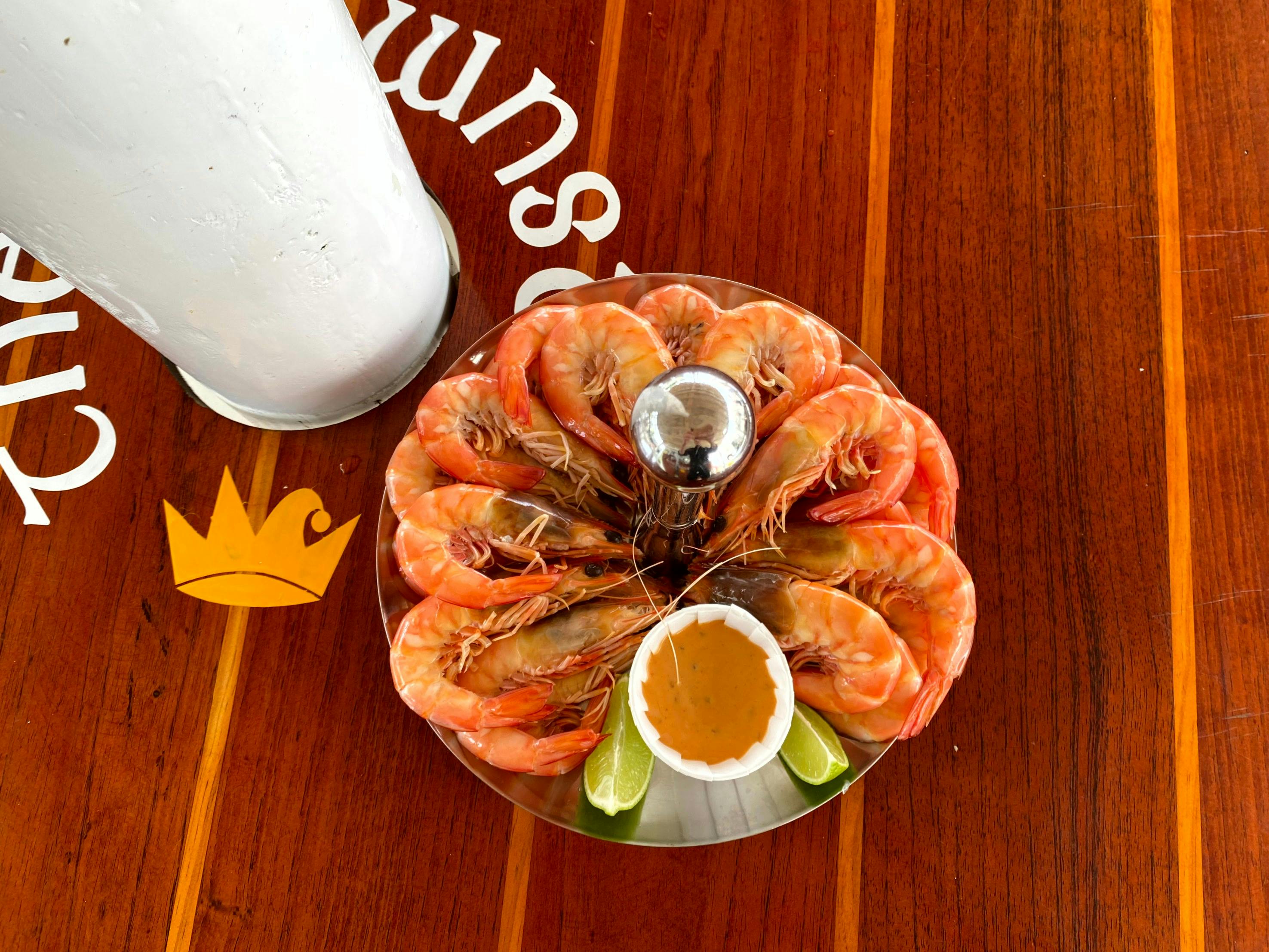 Local famous large King and Tiger prawns by the platter or takeaway by the kilo