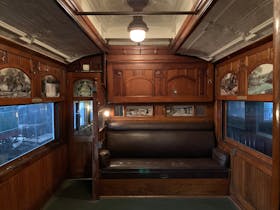 The spectacular interior of 'Overland' sleeping carriage 'Torrens'