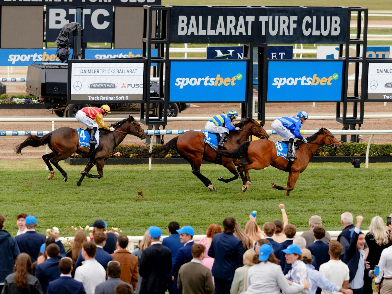 Crowd enjoying the horses going past the line