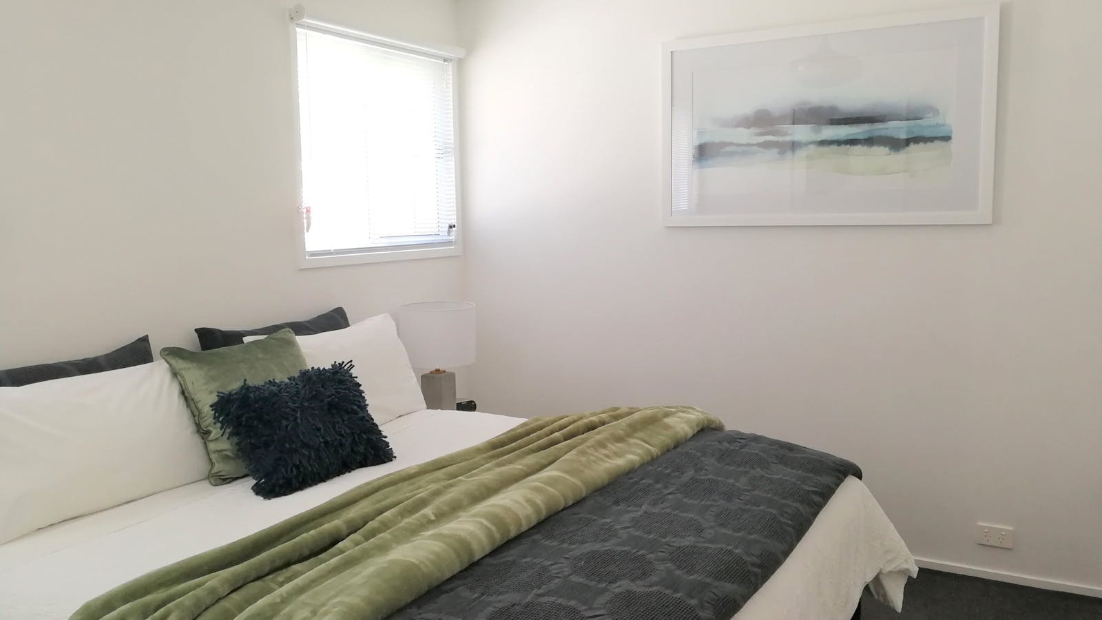 Main bedroom configuration: king bed (shown) or two single beds.