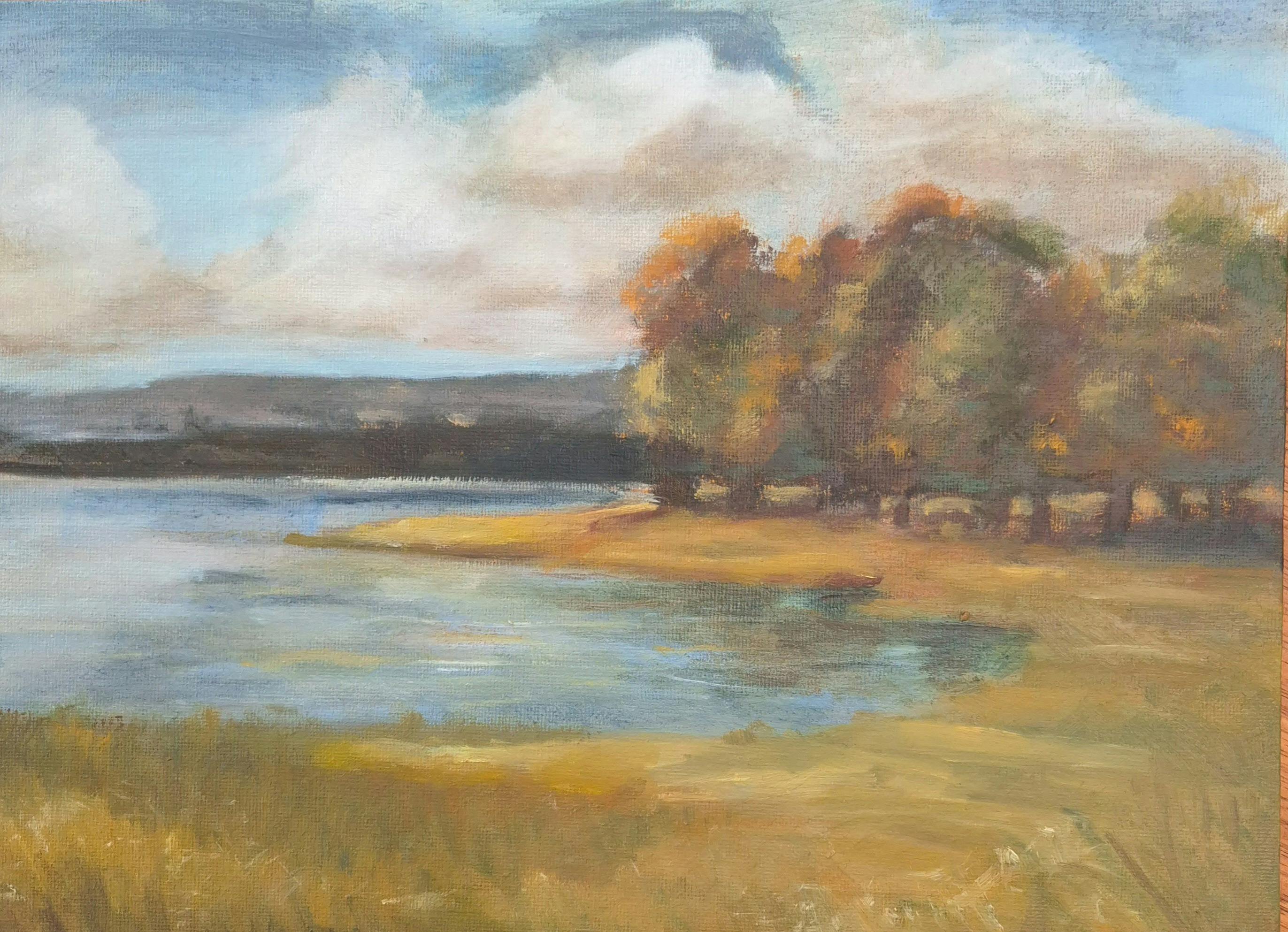 A typical rural scene with water and trees
