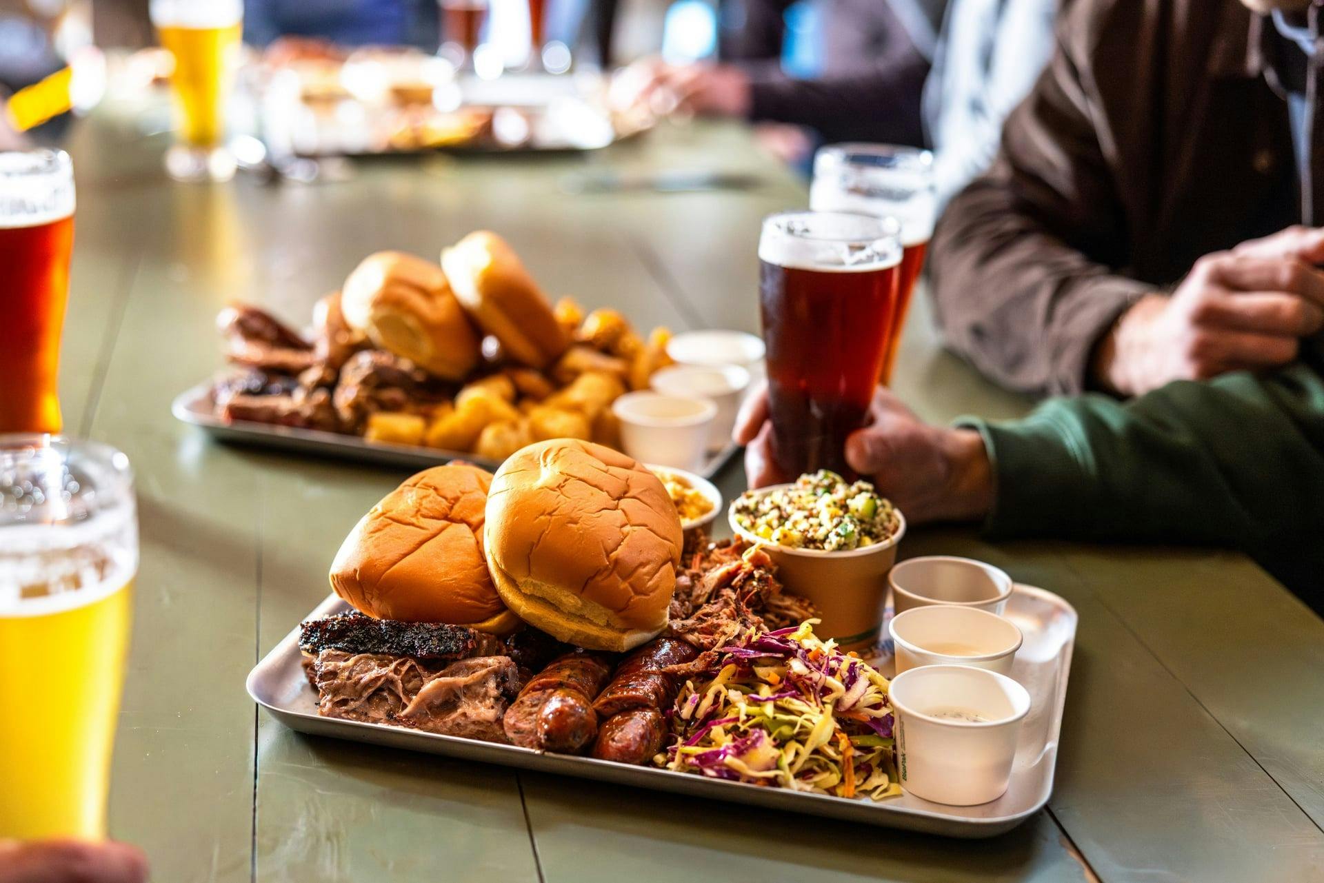 Beer and wine tasting paddles at Old Mill Brewery.