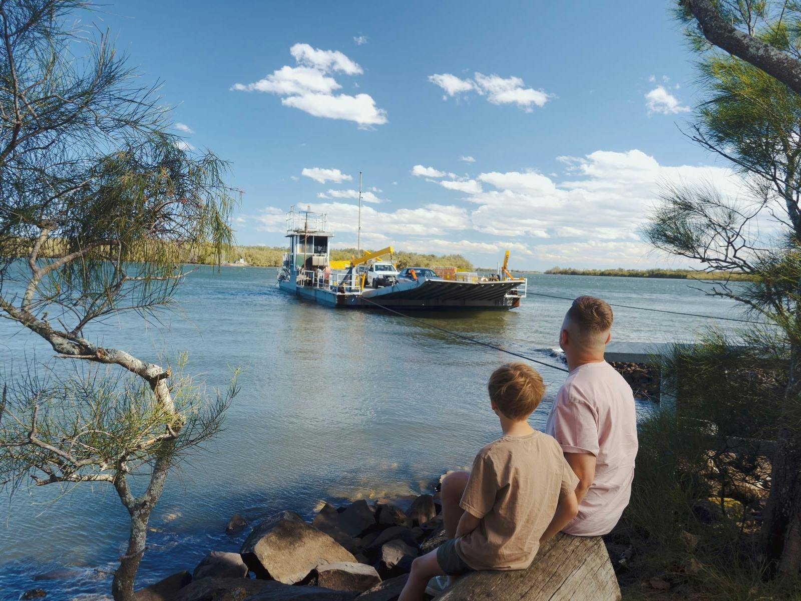 Father & son waiting for Ferry