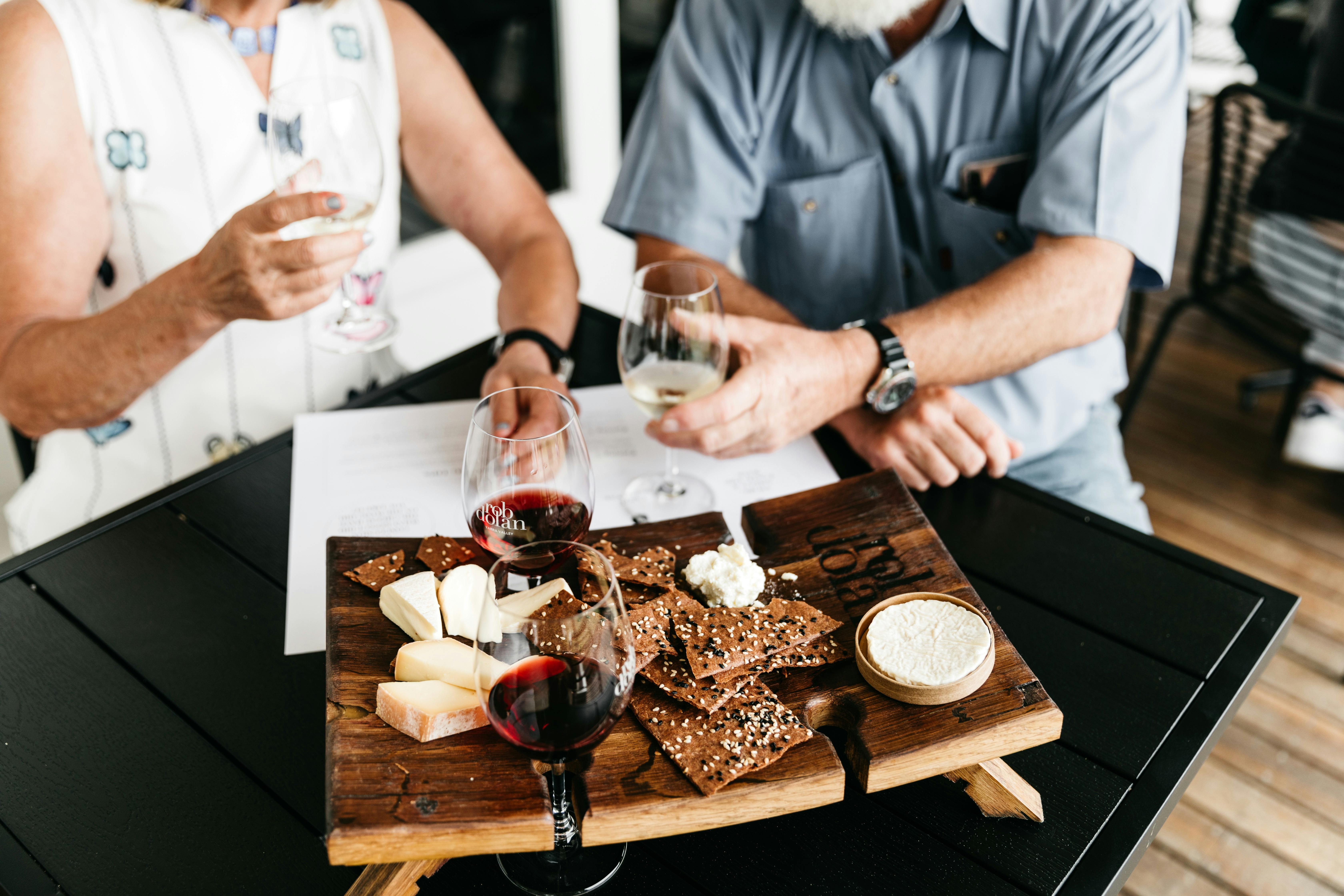 Our Cheese + Wine flight experience (vegan option available)