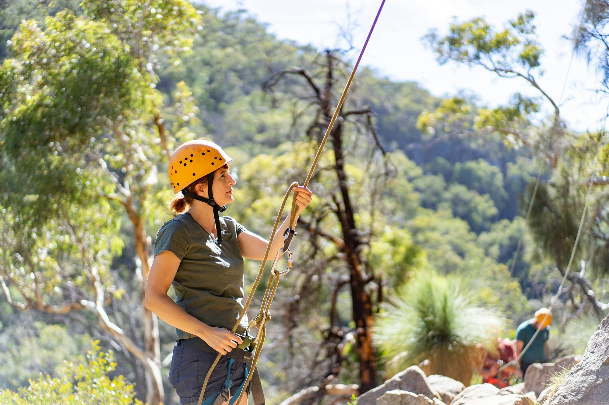 Learning how to belay the ropes