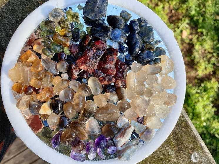 Gemstones found in the gemstone wash bag