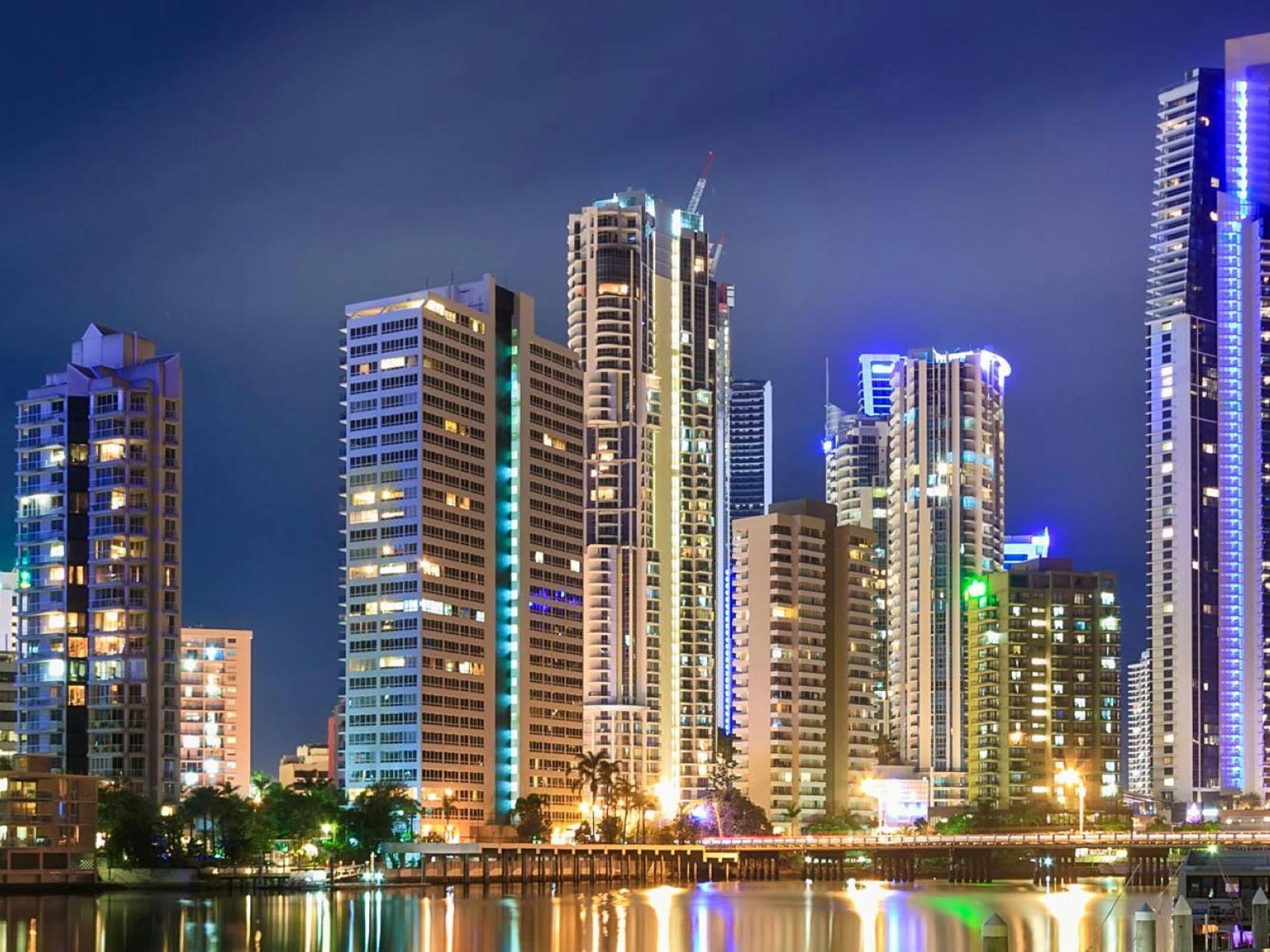 Gold Coast high rise buildings at night time Gold Coast high rise buildings at night time