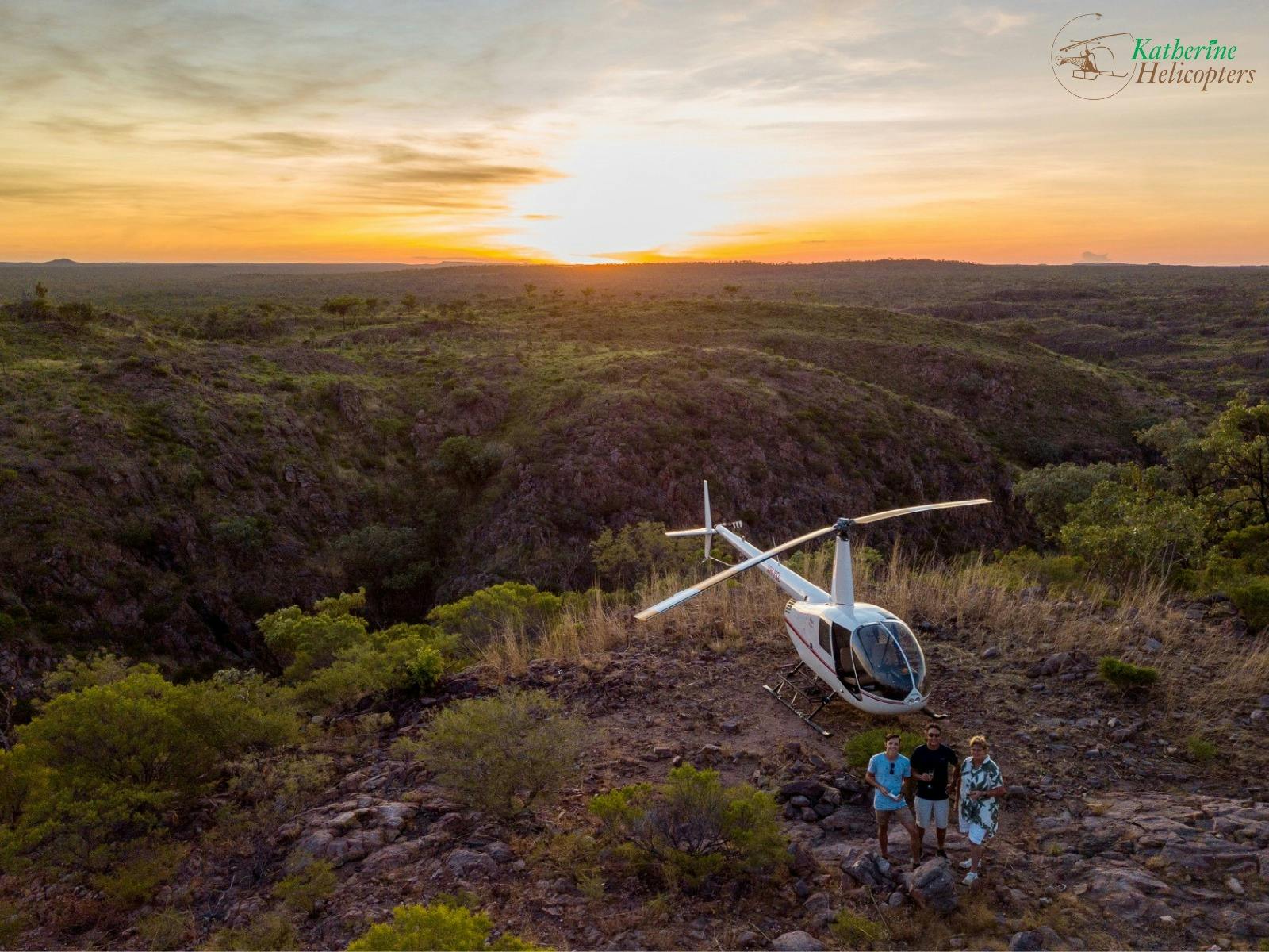R44 Helicopter at remote helipad in the Northern Territory