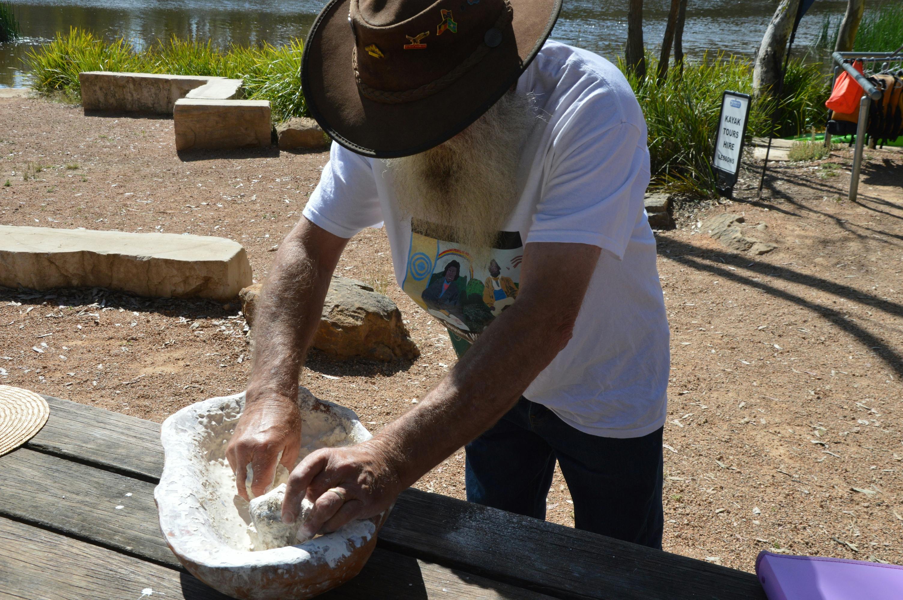 Mixing Ochre at Ganguddy - Wirimbili Cultural Experience
