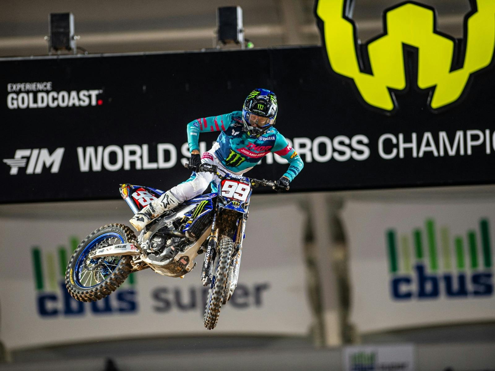 Jump shot of rider at  2025 World Supercross Championship Australian GP