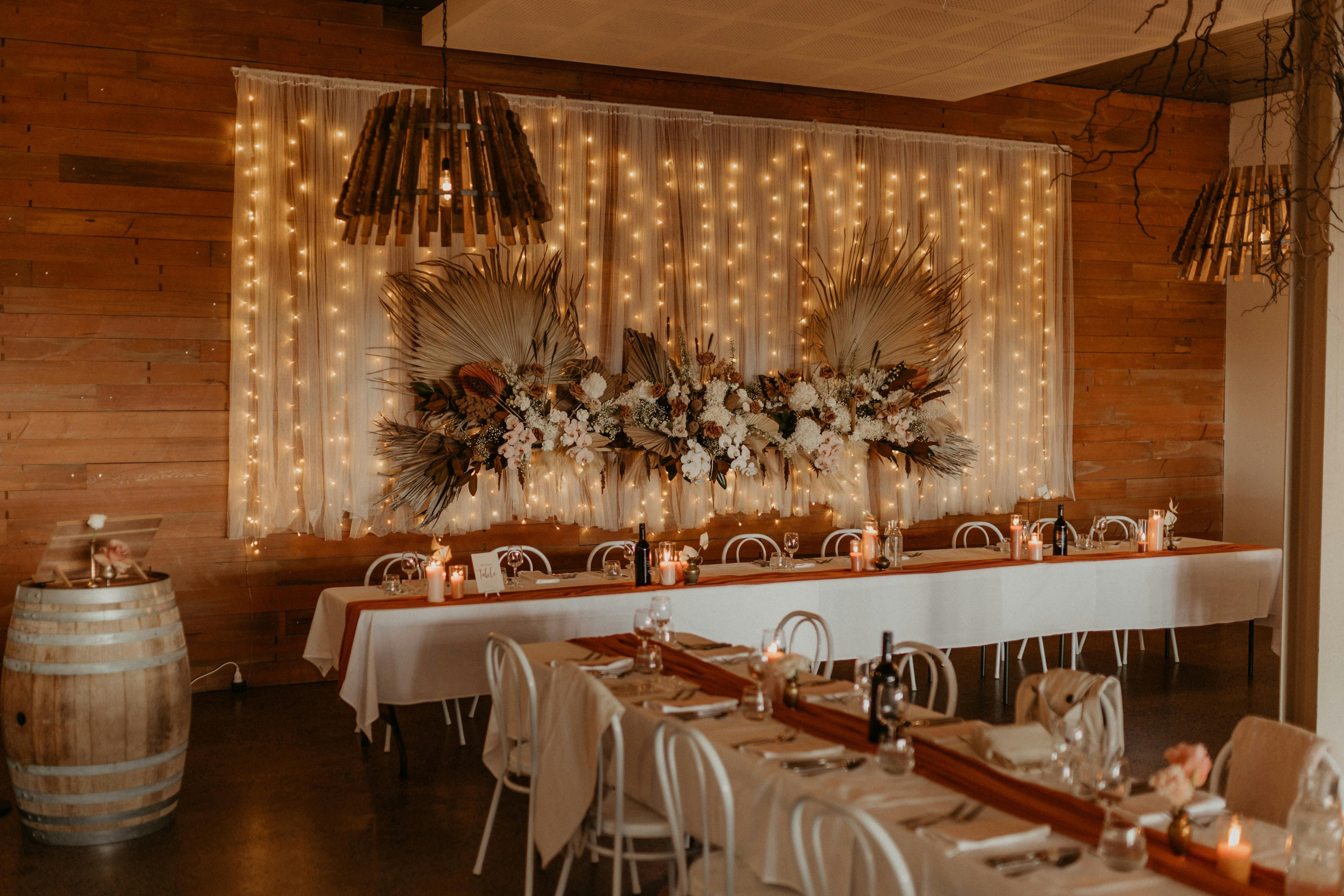 The wooden wall makes a perfct backdrop to all sorts of decorations