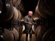 Mark Walpole, in the barrel room, tasting red wine