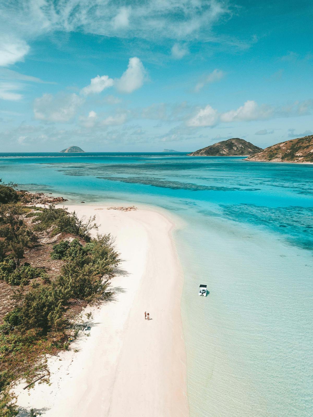 Take your own motorised dinghy to Casuarina Beach and explore the Blue Lagoon