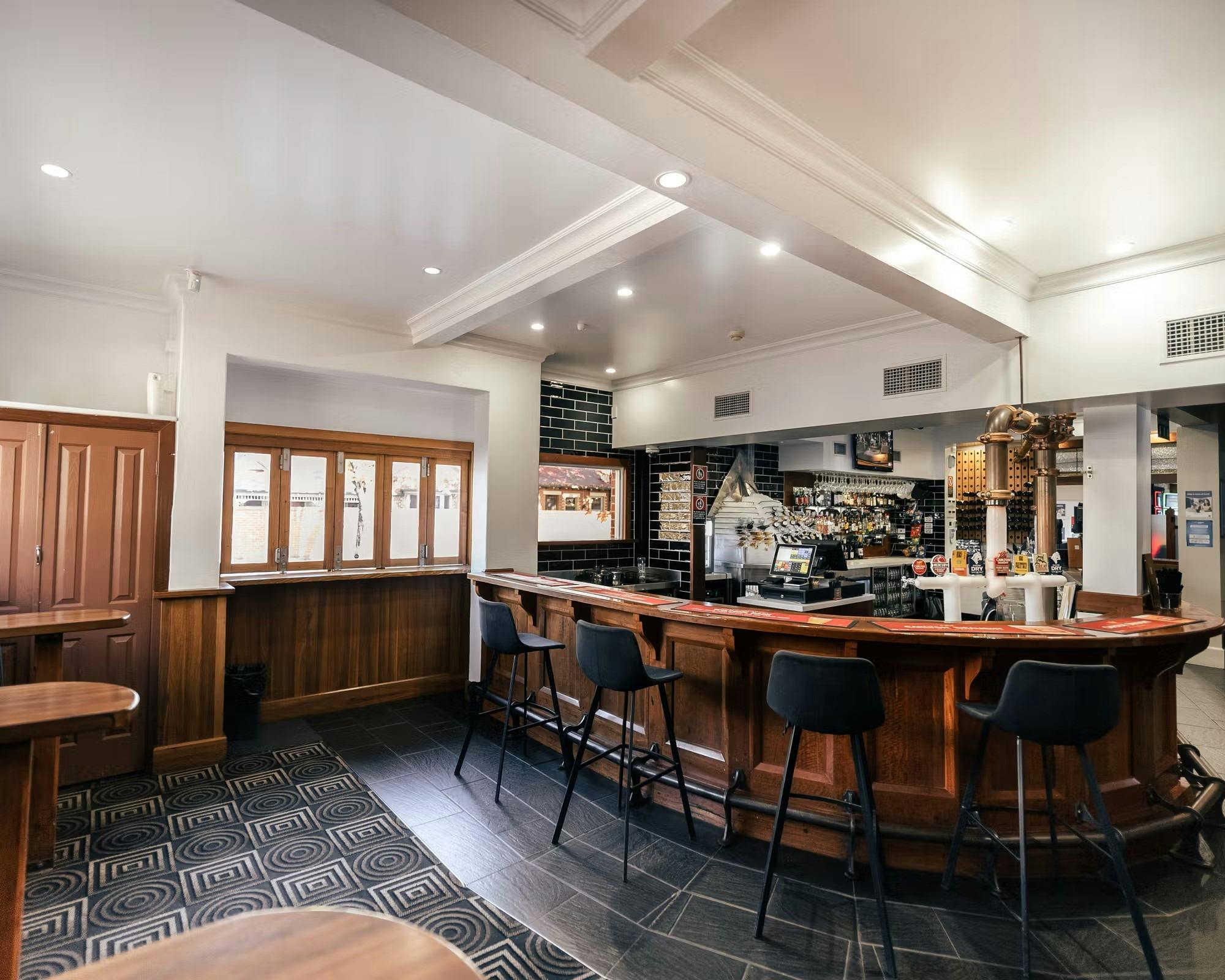 Indoor bar area with seating