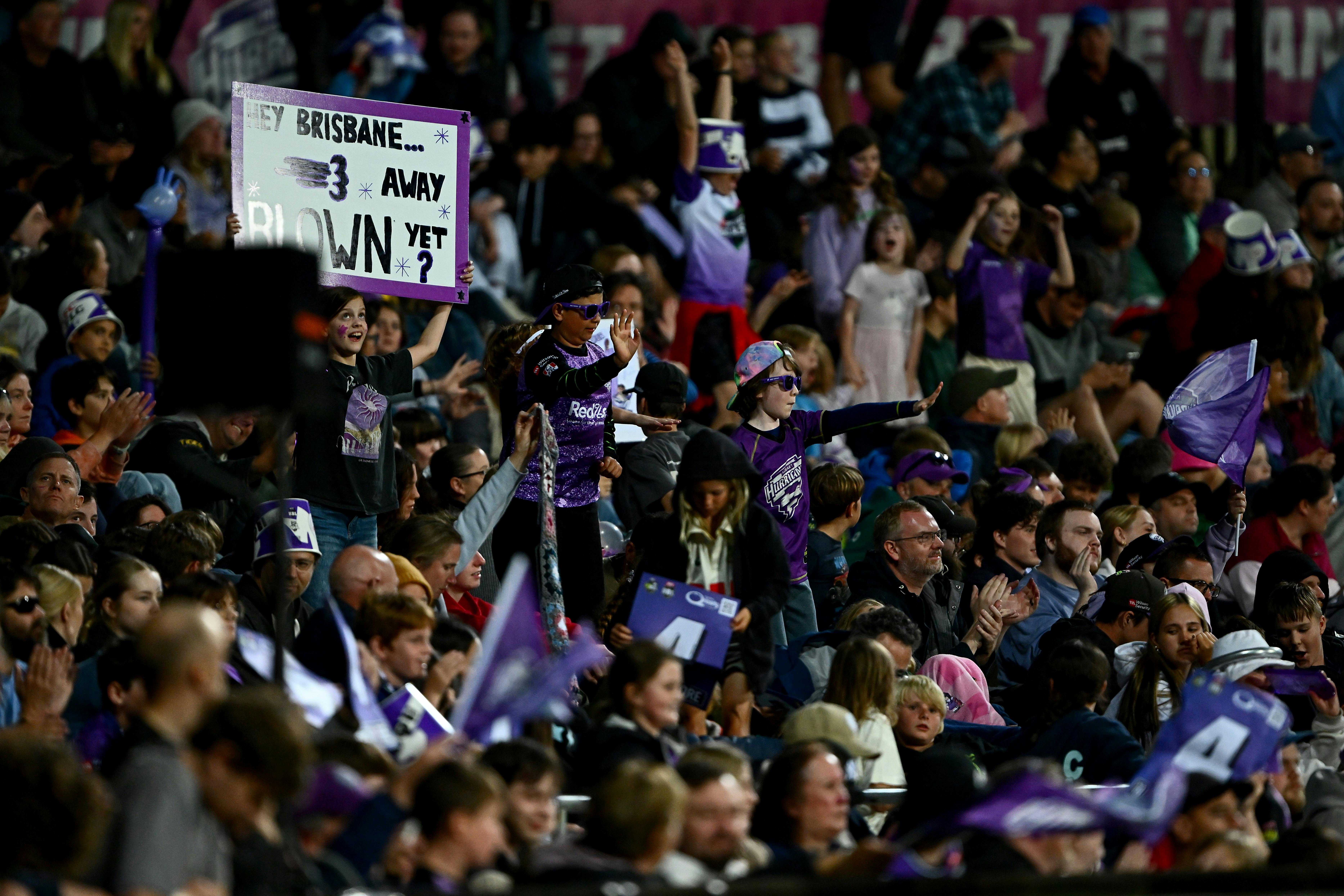 Hobart Hurricanes fans watching a BBL match