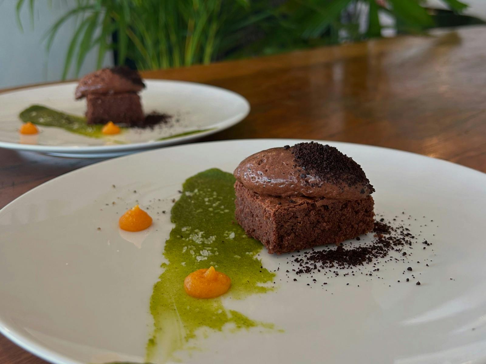 chocolate brownie and mousse