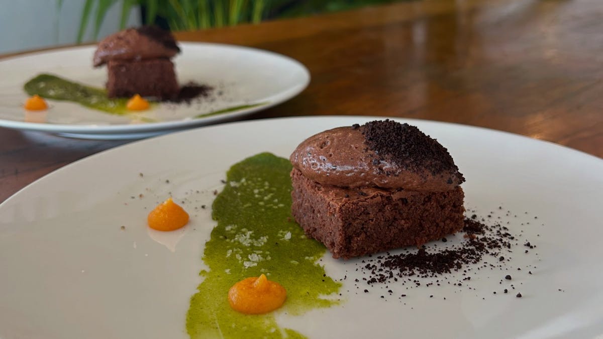 chocolate brownie and mousse