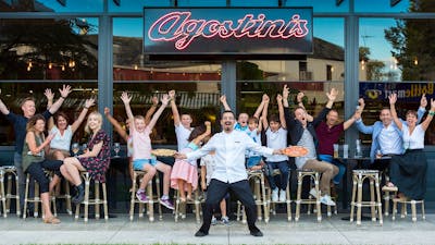 Crowd out the front of Agostinis