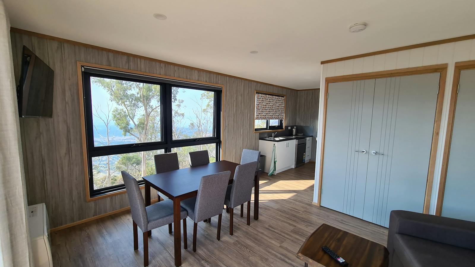 Open-plan dining area with views across the surrounding landscape