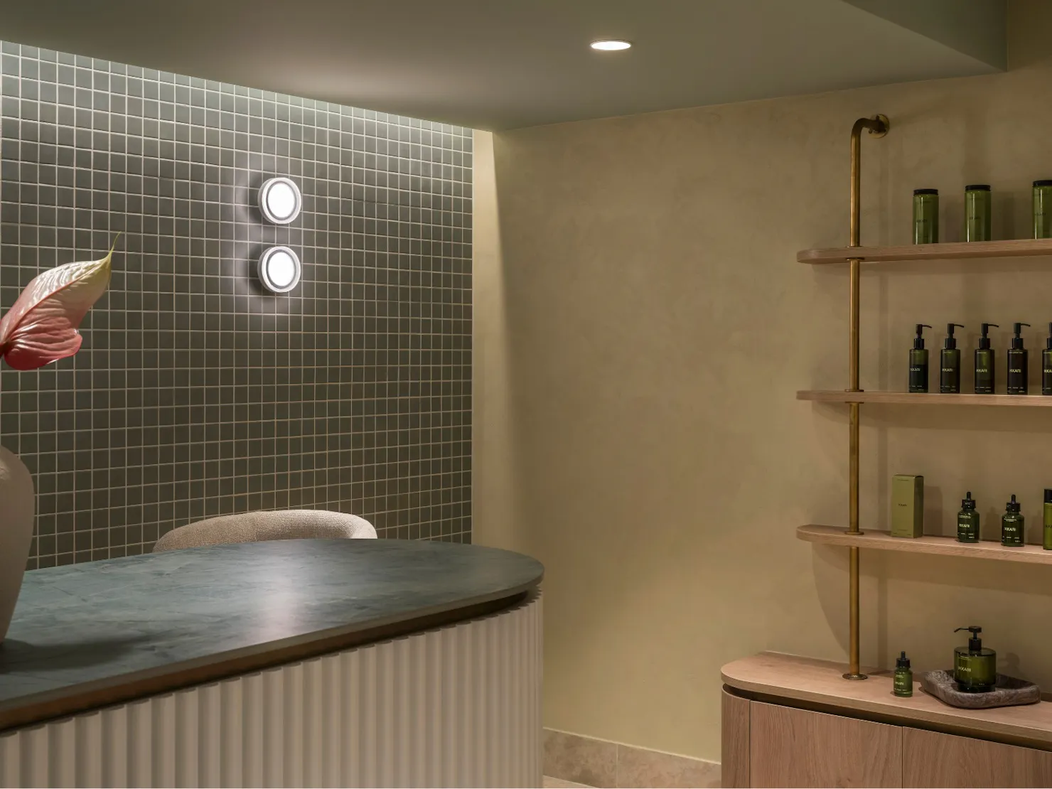 spa featuring green tiles