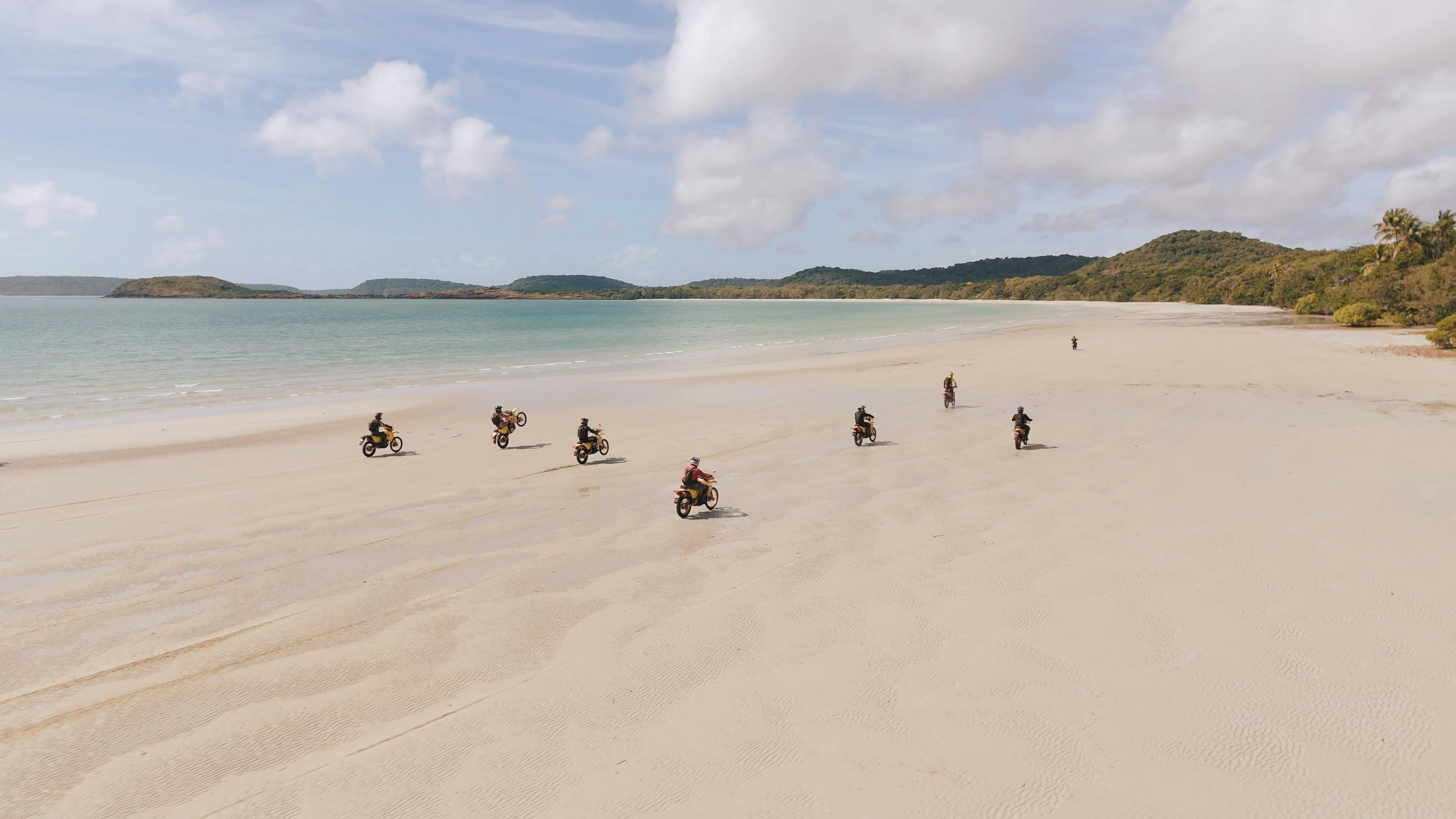 Bikes riding on a beach in Cape York