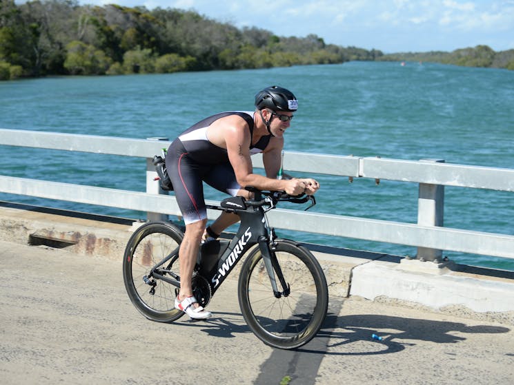 Rider crossing Tweed Valley Way bridge